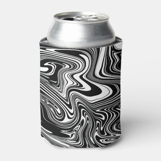 Abstrakter schwarzer und weißer Flüssig-Marmor Dosenkühler (Kanne Vorderseite)