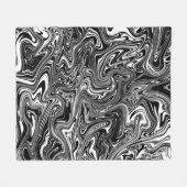 Abstrakter schwarzer und weißer Flüssig-Marmor Fleecedecke (Vorderseite (Horizontal))