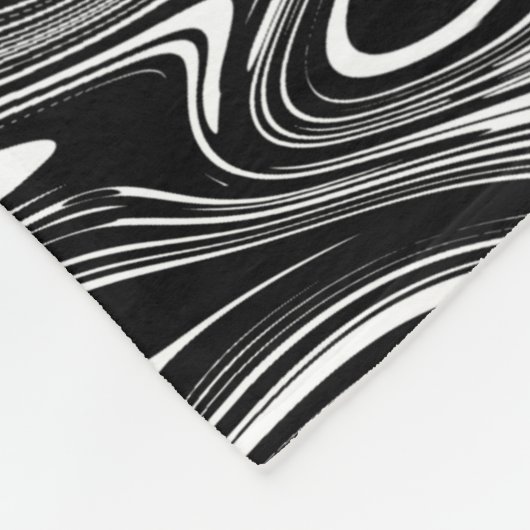 Abstrakter schwarzer und weißer Flüssig-Marmor Fleecedecke (Ecke)