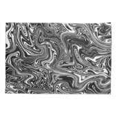 Abstrakter schwarzer und weißer Flüssig-Marmor Kissenbezug (Rückseite)