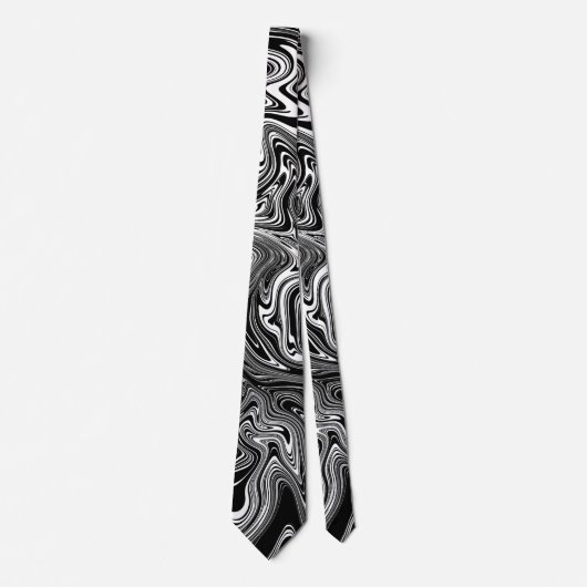 Abstrakter schwarzer und weißer Flüssig-Marmor Krawatte (Vorderseite)