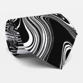 Abstrakter schwarzer und weißer Flüssig-Marmor Krawatte (Gerollt)