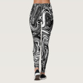 Abstrakter schwarzer und weißer Flüssig-Marmor Leggings (Rückseite)