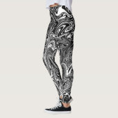 Abstrakter schwarzer und weißer Flüssig-Marmor Leggings (Links)