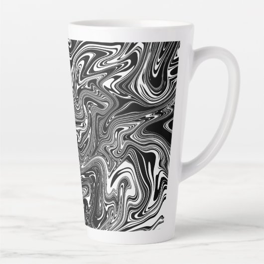 Abstrakter schwarzer und weißer Flüssig-Marmor Milchtasse (Rechts)