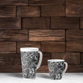 Abstrakter schwarzer und weißer Flüssig-Marmor Milchtasse