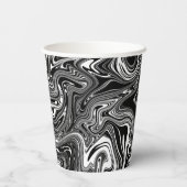 Abstrakter schwarzer und weißer Flüssig-Marmor Pappbecher (Rückseite)