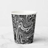 Abstrakter schwarzer und weißer Flüssig-Marmor Pappbecher (Links)