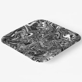 Abstrakter schwarzer und weißer Flüssig-Marmor Pappteller (Gewinkelt)