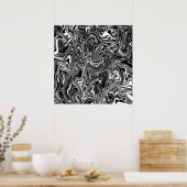 Abstrakter schwarzer und weißer Flüssig-Marmor Poster (Küche)