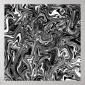 Abstrakter schwarzer und weißer Flüssig-Marmor Poster (Vorne)