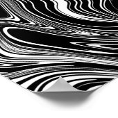 Abstrakter schwarzer und weißer Flüssig-Marmor Poster (Ecke)