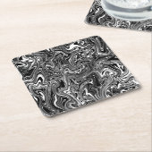 Abstrakter schwarzer und weißer Flüssig-Marmor Rechteckiger Pappuntersetzer (angewinkelt)