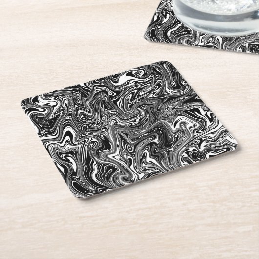 Abstrakter schwarzer und weißer Flüssig-Marmor Rechteckiger Pappuntersetzer (angewinkelt)