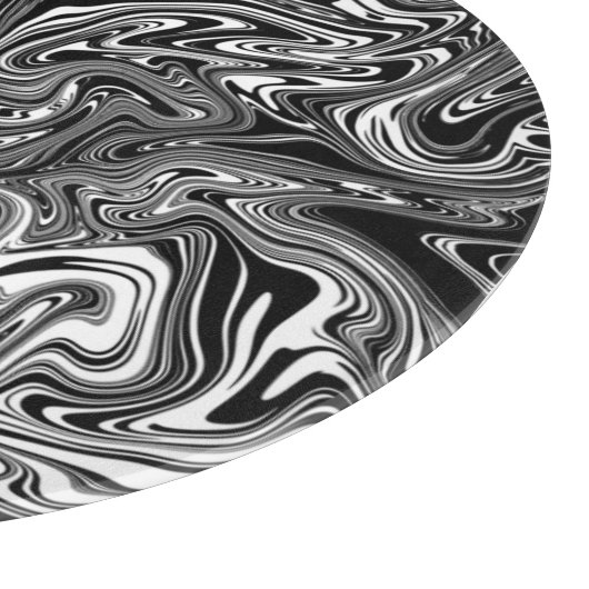 Abstrakter schwarzer und weißer Flüssig-Marmor Schneidebrett (Ecke)