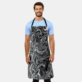 Abstrakter schwarzer und weißer Flüssig-Marmor Schürze (Getragen)