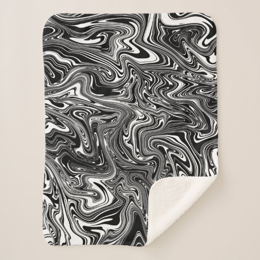Abstrakter schwarzer und weißer Flüssig-Marmor Sherpadecke (Vorderseite)