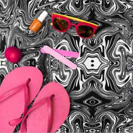 Abstrakter schwarzer und weißer Flüssig-Marmor Strandtuch