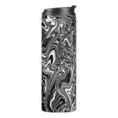 Abstrakter schwarzer und weißer Flüssig-Marmor Thermosbecher (Nach links gedreht)