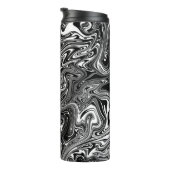 Abstrakter schwarzer und weißer Flüssig-Marmor Thermosbecher (Nach rechts gedreht)