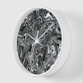 Abstrakter schwarzer und weißer Flüssig-Marmor Uhr (Winkel)
