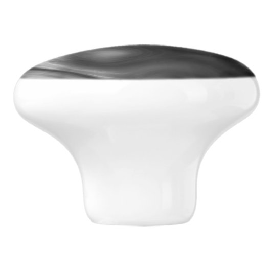 Abstrakter schwarzer und weißer Marmor Keramikknauf (Seitenansicht)