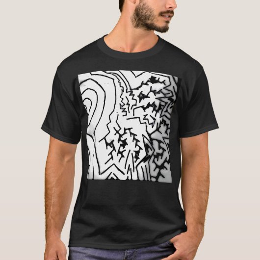Abstrakter schwarzer/weißer "Blitz" T - Shirt " (Vorderseite)