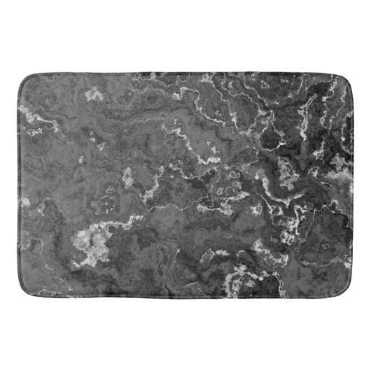 Abstrakter schwarzer, weißer und grauer Marmor Badematte (Vorderseite)