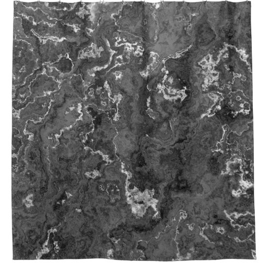 Abstrakter schwarzer, weißer und grauer Marmor Duschvorhang (Vorderseite)