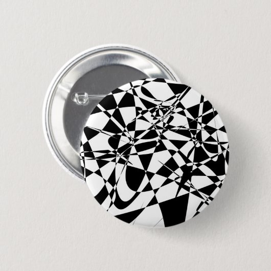 ABSTRAKTER Schwarzweiss-Knopf Button (Vorne & Hinten)
