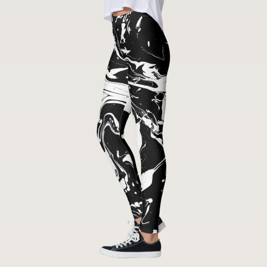 Abstrakter Schwarzweiss-Wirbel - Leggings (Links)