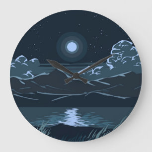 Abstrakter See und Berg Große Wanduhr