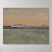 Abstrakter See und Berghorizont Kunstprint