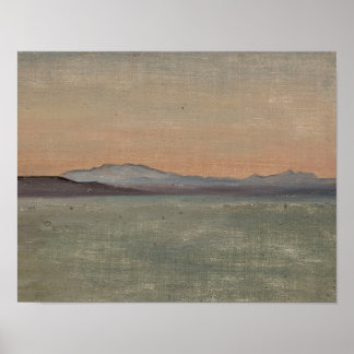Abstrakter See und Berghorizont Kunstprint Poster