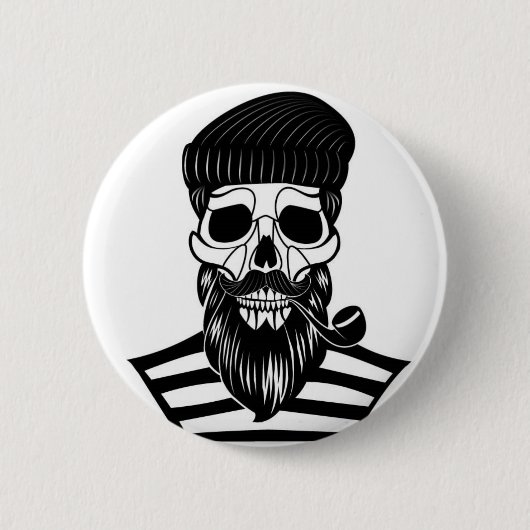 Abstrakter Seemann-Schädel-Knopf Button (Vorderseite)