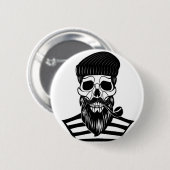 Abstrakter Seemann-Schädel-Knopf Button (Vorne & Hinten)
