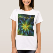 Abstrakter Shiny Blue Green Golden Fraktal Text T-Shirt (Vorderseite)