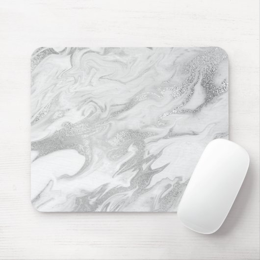 Abstrakter Silbergrauer Carrara-weißer Marmor Mousepad (Mit Mouse)