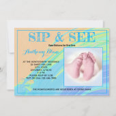 Abstrakter Sip mit blauem Trim und benutzerdefinie Einladung (Vorderseite)