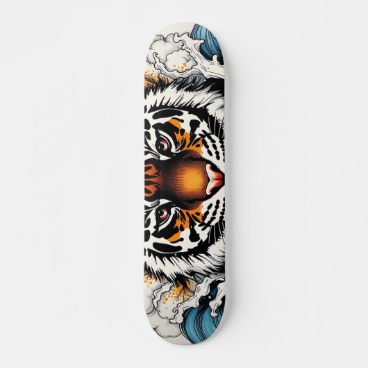 Abstrakter Sketch Tiger im Wasser Skateboard (Vorne)