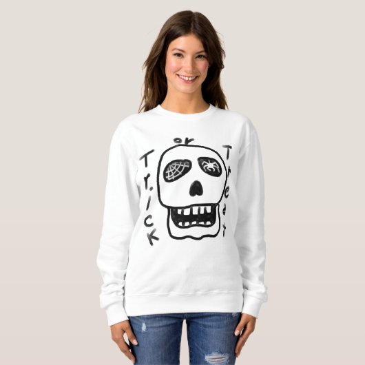 Abstrakter Skull Trick oder Treff Halloween Sweats Sweatshirt (Vorne ganz)