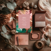 Abstrakter Smaragdgrün-Rose Goldbridal Einladung