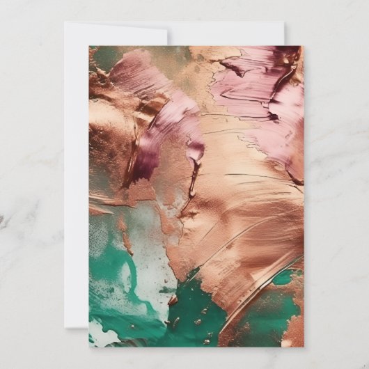 Abstrakter Smaragdgrün-Rose Goldbridal Einladung (Rückseite)