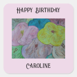 Abstrakter Sommer-Blumenaufkleber Personalisiert Quadratischer Aufkleber