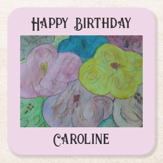 Abstrakter Sommer Blumenpapier-Untersetzer Rechteckiger Pappuntersetzer (Vorderseite)