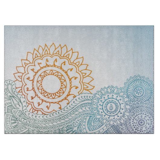 Abstrakter Sonnenaufgang des ausführlichen Schneidebrett (Vorderseite)