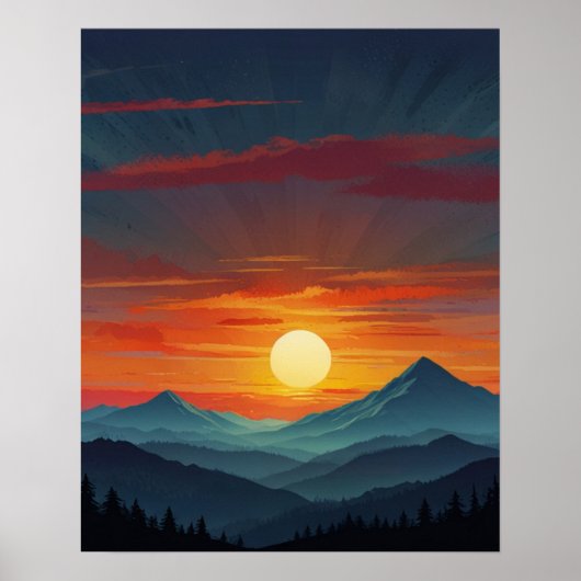 Abstrakter Sonnenaufgang Poster (Vorne)