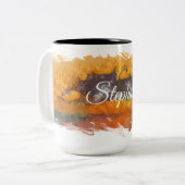 Abstrakter Sonnenuntergang 0612 Zweifarbige Tasse (Vorderseite Links)