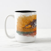 Abstrakter Sonnenuntergang 0612 Zweifarbige Tasse (Links)