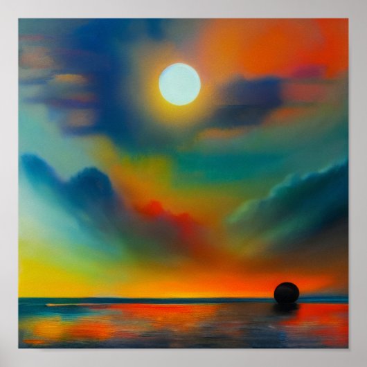 Abstrakter Sonnenuntergang am Hafen Poster (Vorne)